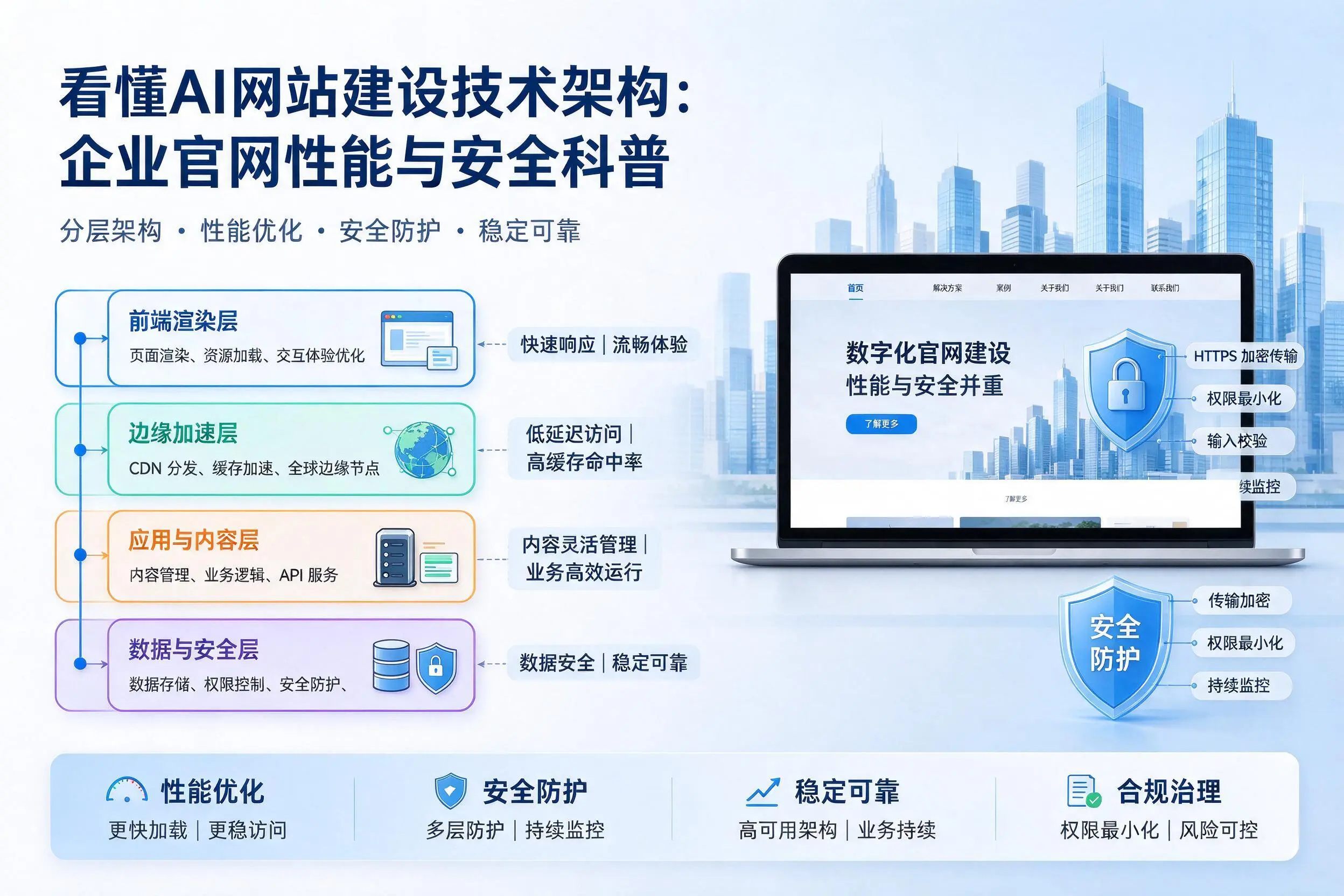 看懂AI网站建设技术架构:临夏企业官网性能与安全科普