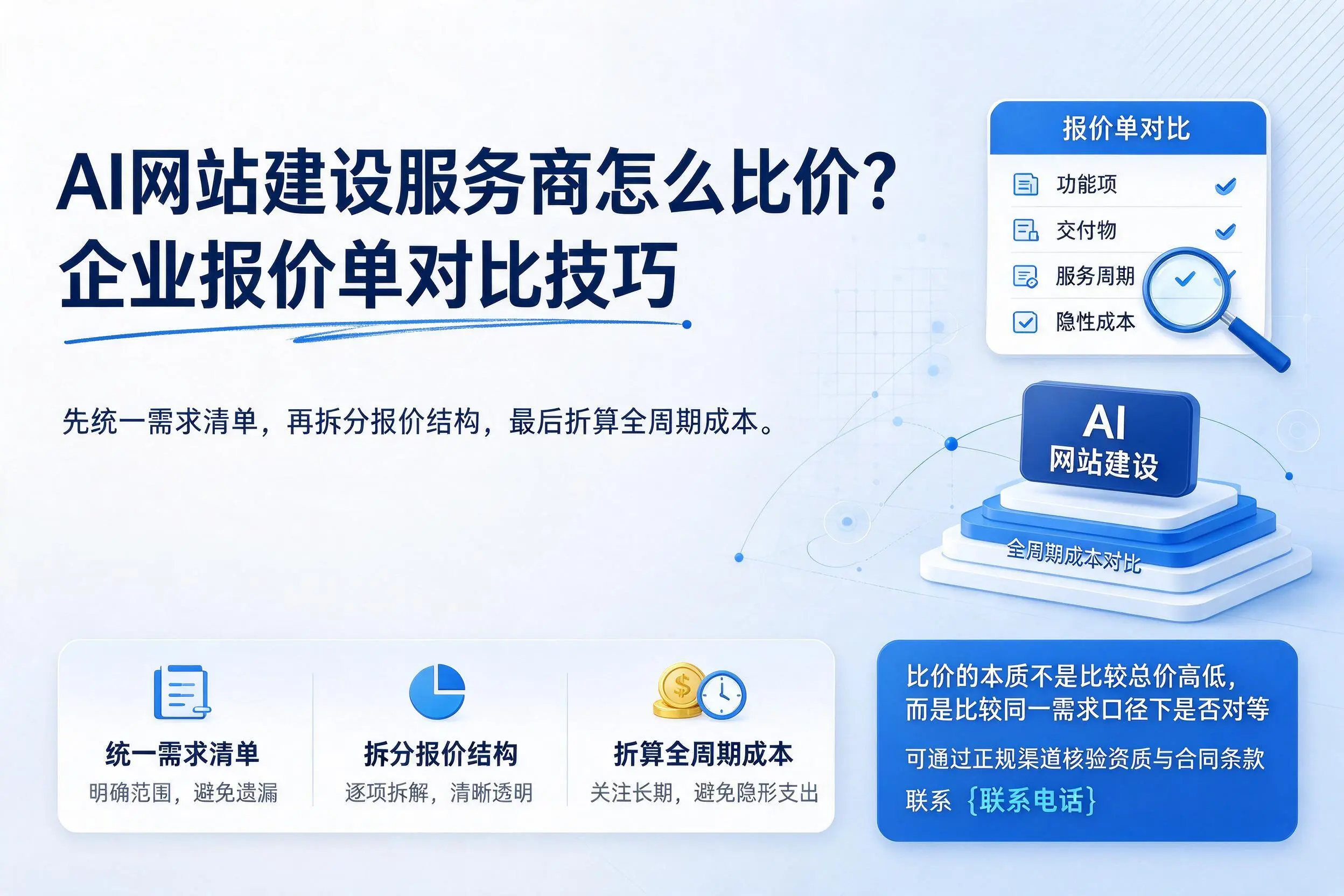 AI网站建设服务商怎么比价?临夏企业报价单对比技巧