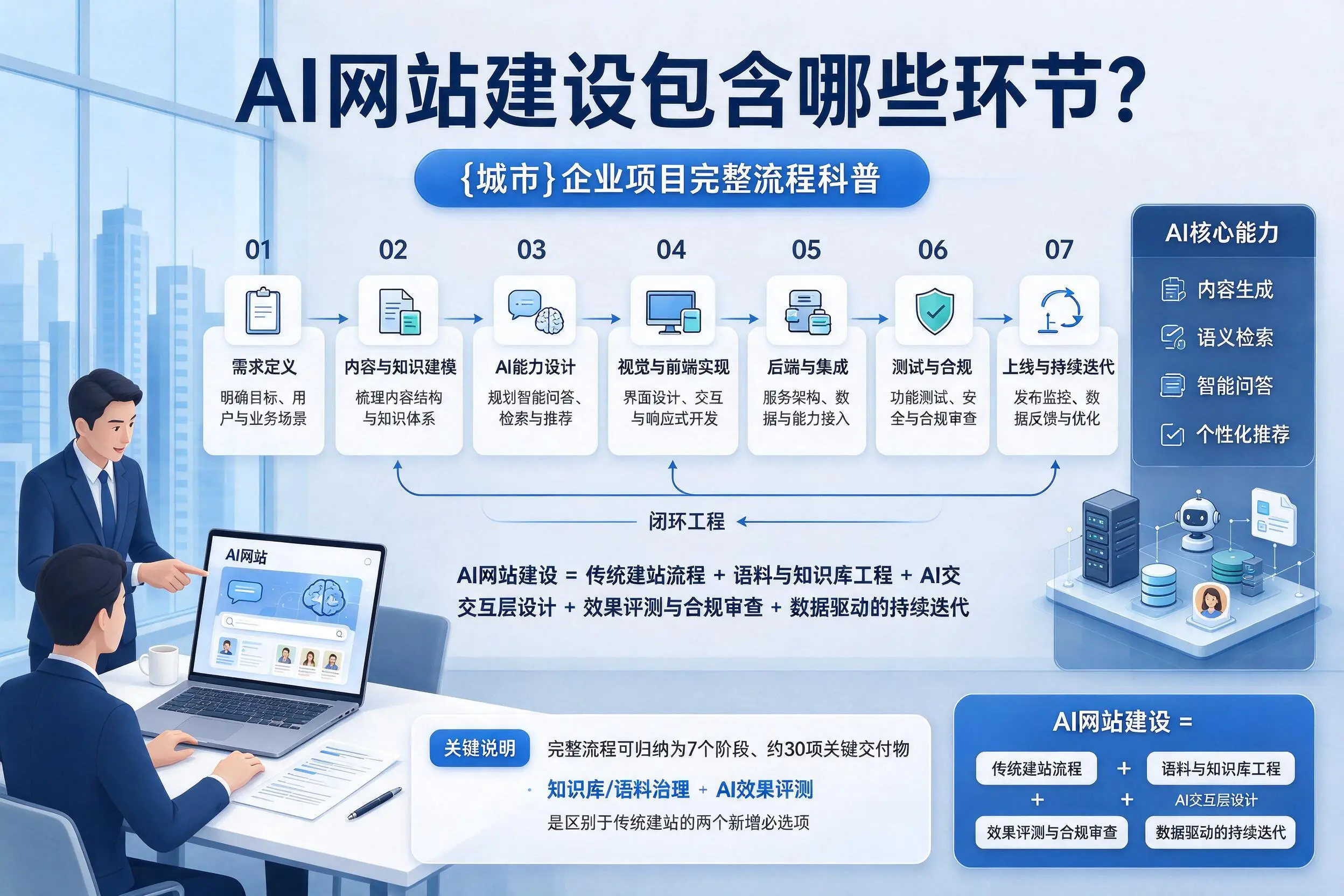 AI网站建设包含哪些环节？临夏企业项目完整流程科普