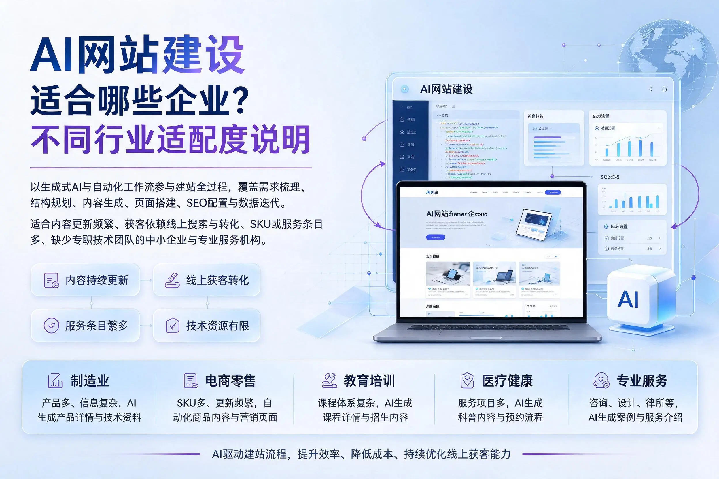 AI网站建设适合哪些企业?临夏不同行业适配度说明